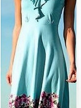 Patagonia Aqua Midi Dress with Floral Hem